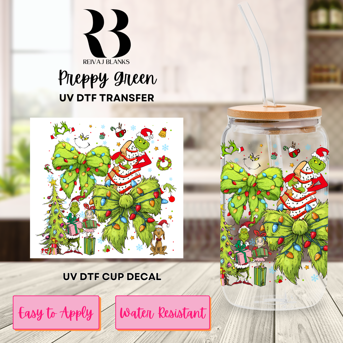 PREPPY GREEN DECAL (DOUBLE SIDED)