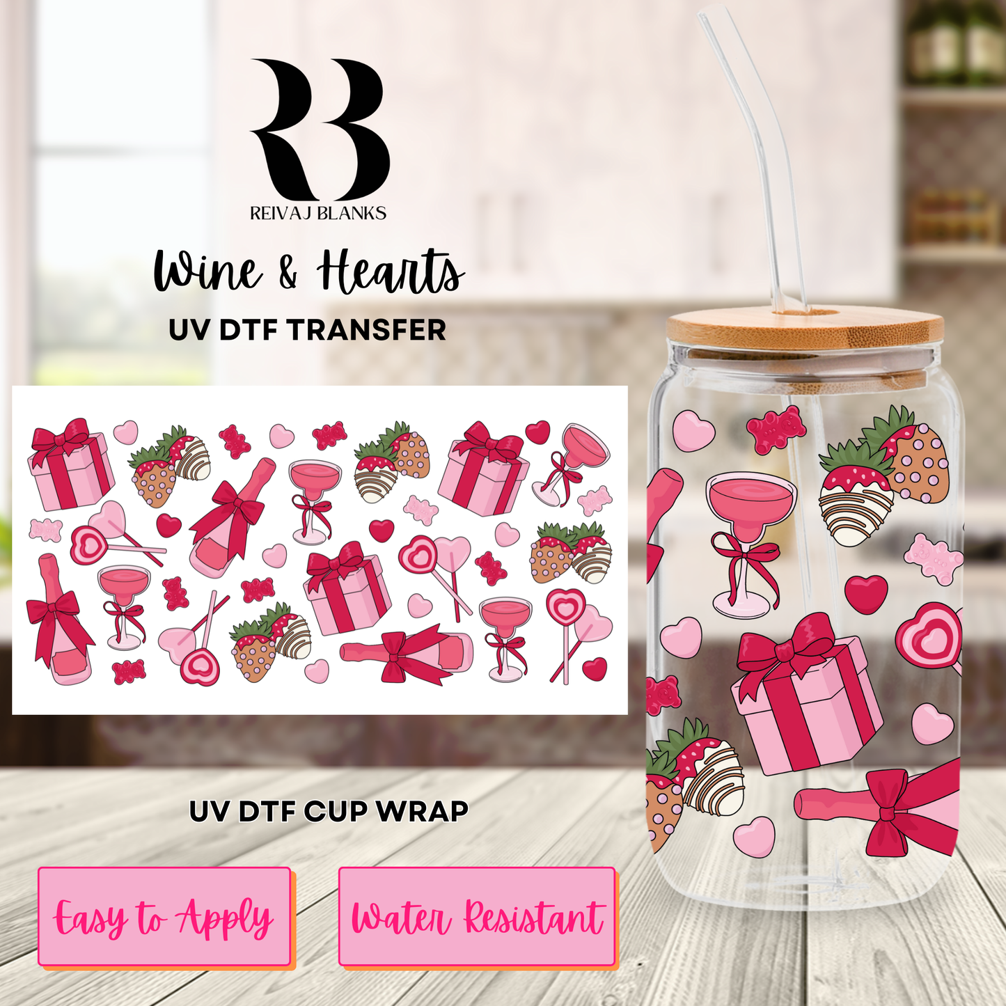 WINE & HEARTS (DOUBLE SIDED) 16 OZ