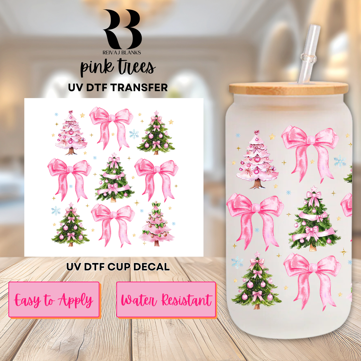 PINK TREES DECAL (SINGLE SIDED)