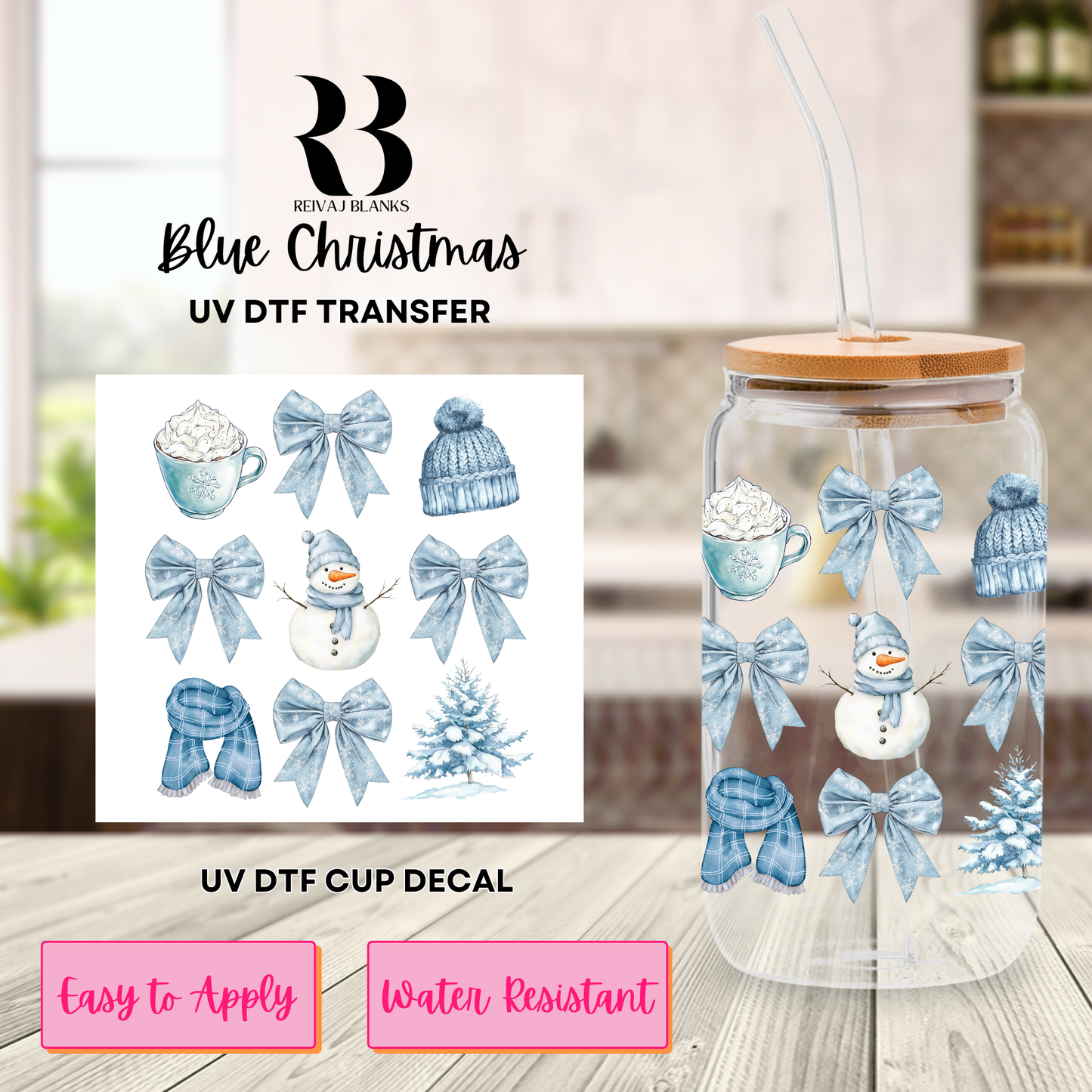 BLUE CHRISTMAS DECAL (SINGLE SIDED)