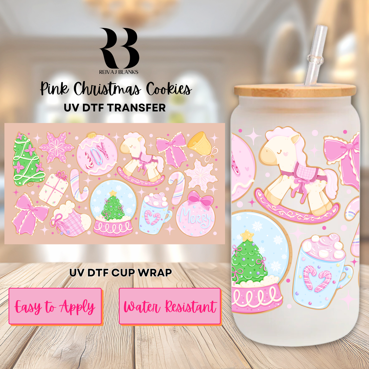 PINK XMAS COOKIES (DOUBLE SIDED) 16 OZ