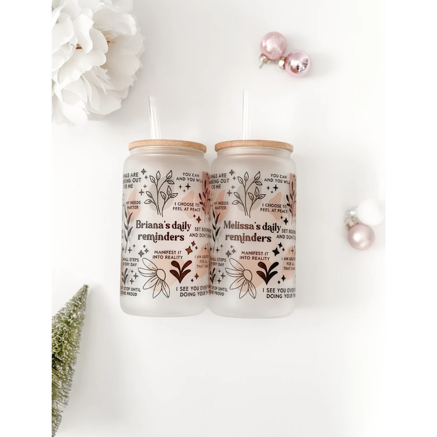 CUSTOM NAME DAILY AFFIRMATIONS GLASS CAN 16oz