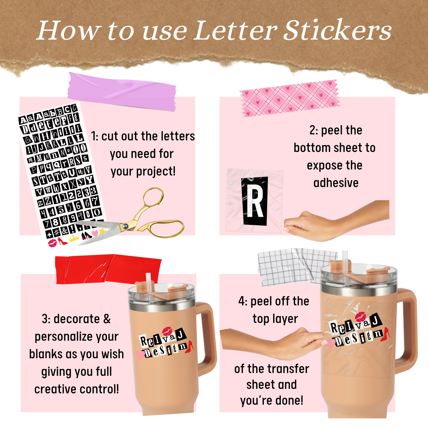 Letter Sticker Sheet | Chenille Letters Yellow {Double Sided}