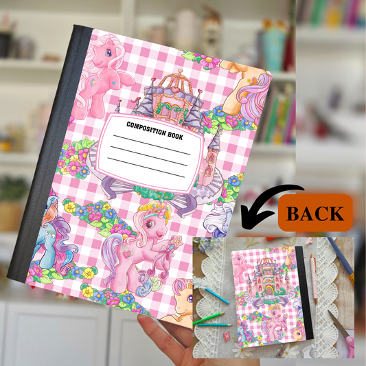 Pink Plaid Pony Composition Notebook