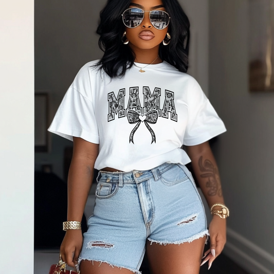 MAMA COQUETTE BOW LACE  T-SHIRT