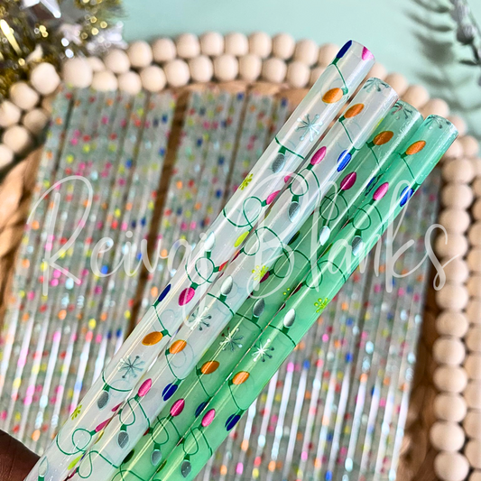 CHRISTMAS LIGHTS COLOR CHANGING STRAW - 10 INCH