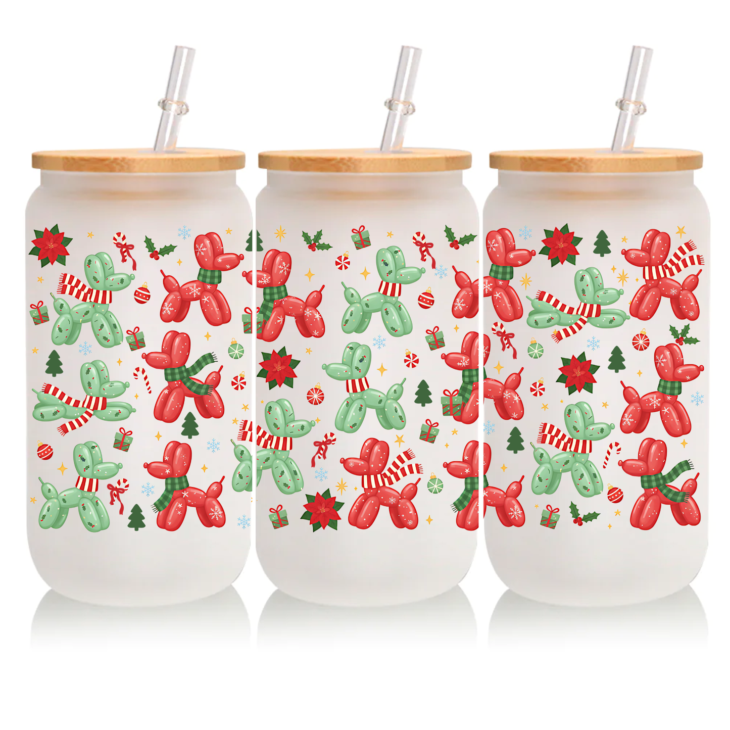 FUN CHRISTMAS BALLONS (DOUBLE SIDED) UV DTF 16 OZ