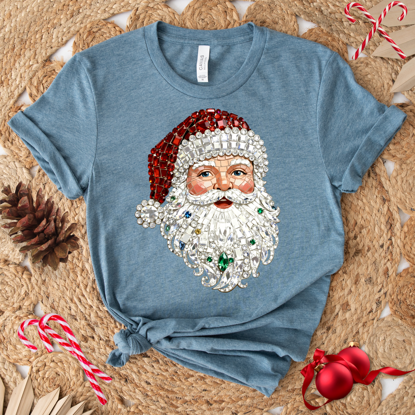 RHINESTONE SANTA T-SHIRT