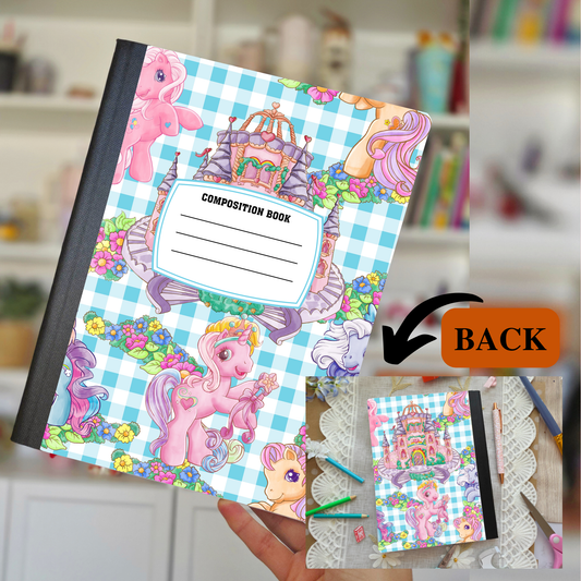 Blue Plaid Pony Composition Notebook