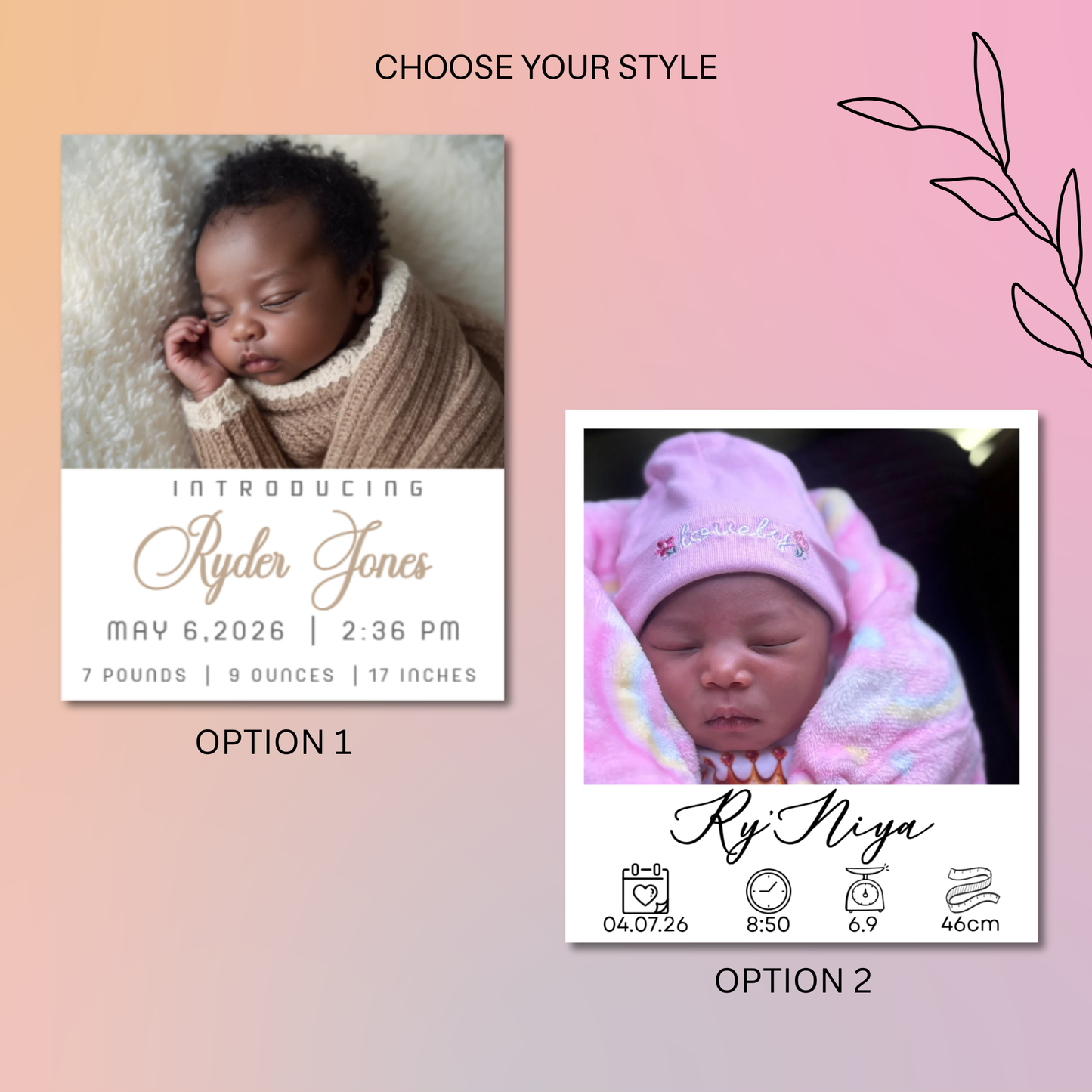 BIRTH ANNOUCMENT MAGNETS 3.25x4"