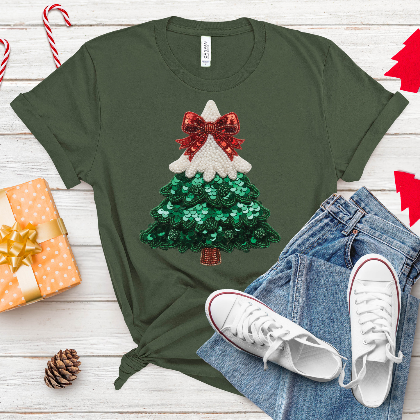 SEQUINS TREE T-SHIRT