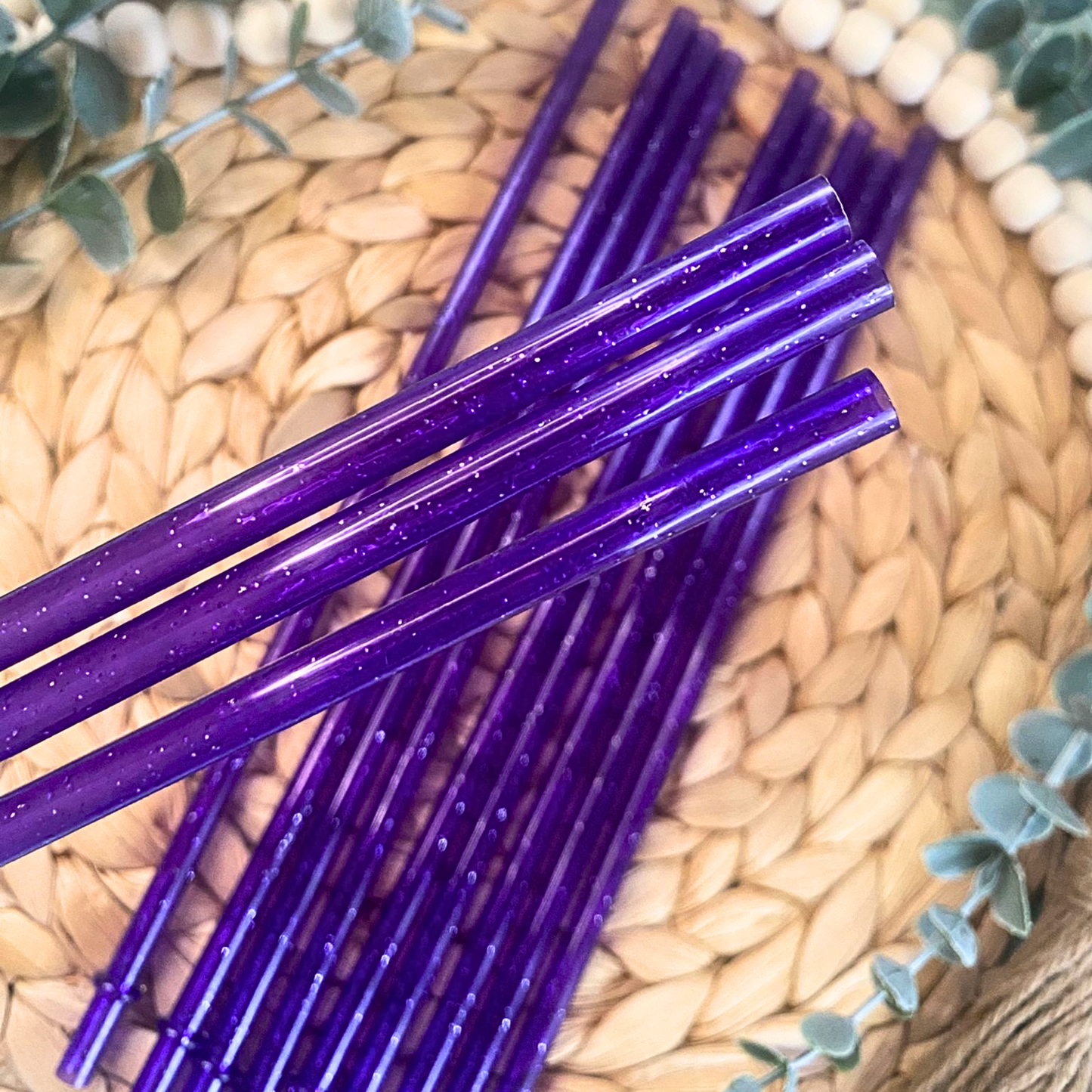 PURPLE GLITTER STRAW - 20oz 10 INCH