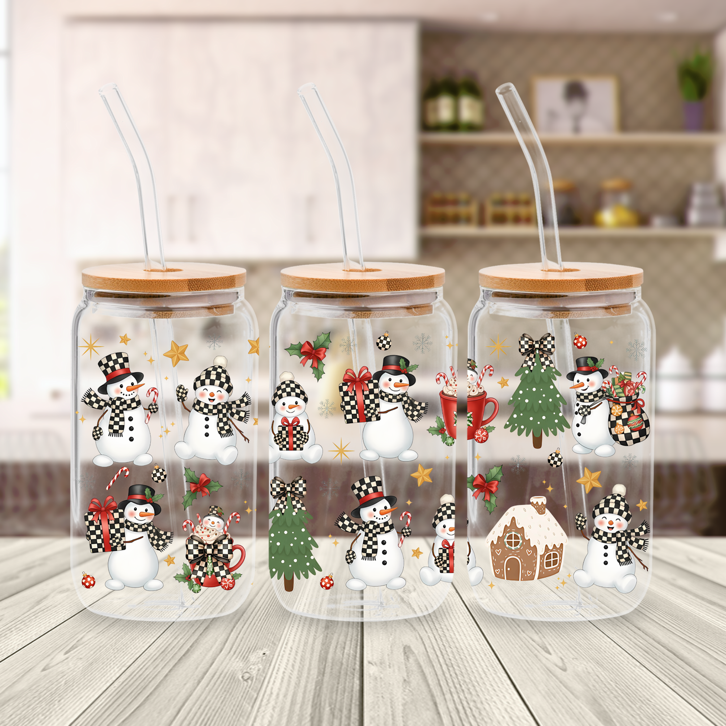 CHECKERED SNOWMAN (DOUBLE SIDED) 16 OZ