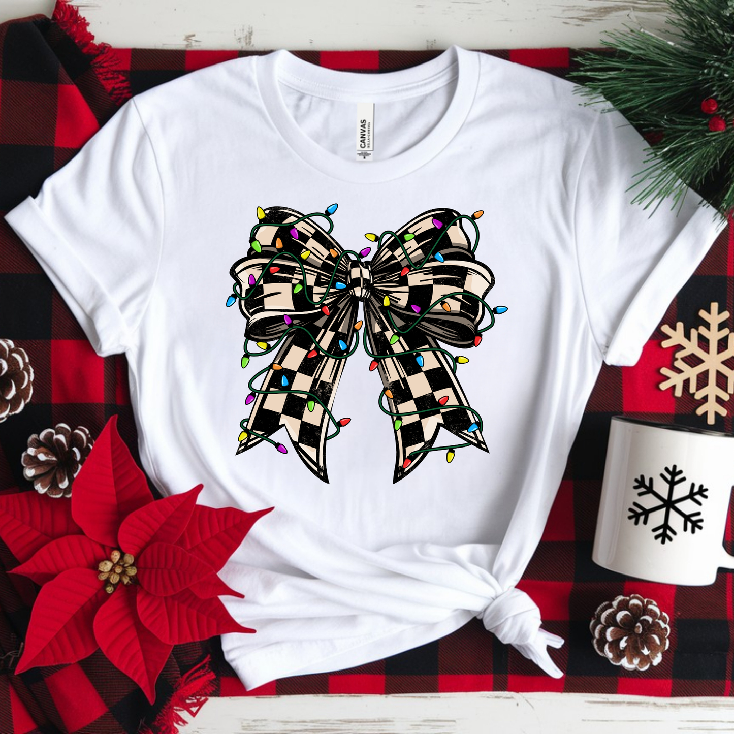 CHECKERED BOW T-SHIRT