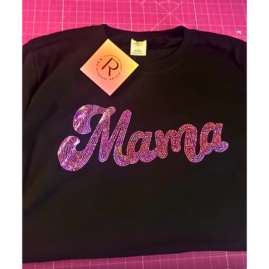 MAMA SPANGLE T-SHIRT BLACK