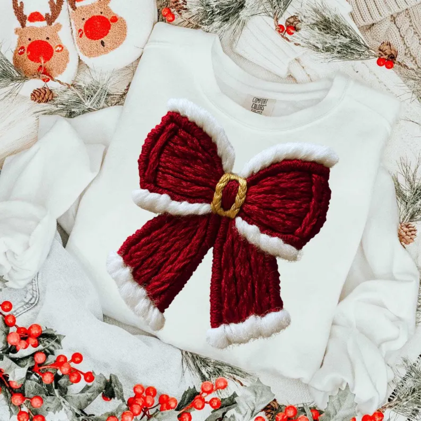 SANTA BOW KNIT DTF