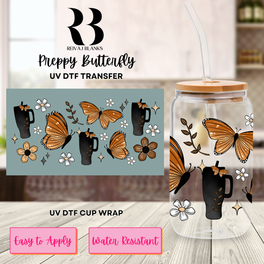 PREPPY BUTTERFLY (DOUBLE SIDED) 16 OZ