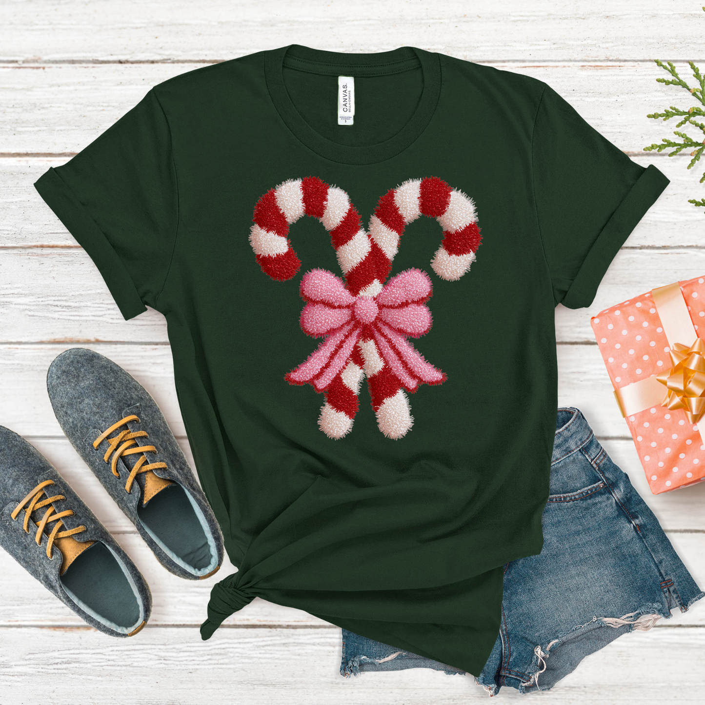 FAUX FLUFF CANDYCANE DTF