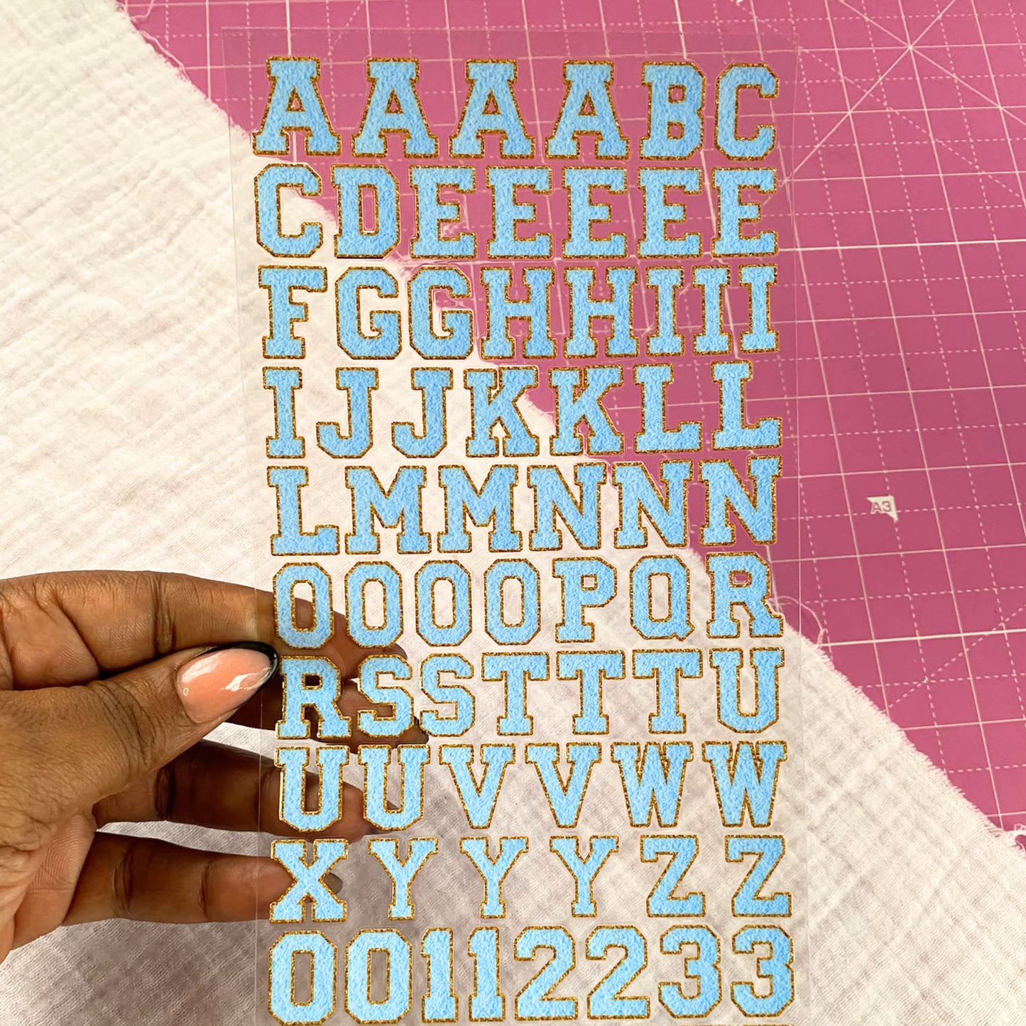 Letter Sticker Sheet | Chenille Letters Pool Blue {Double Sided}
