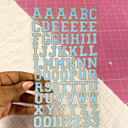 Letter Sticker Sheet | Chenille Letters Pool Blue {Double Sided}