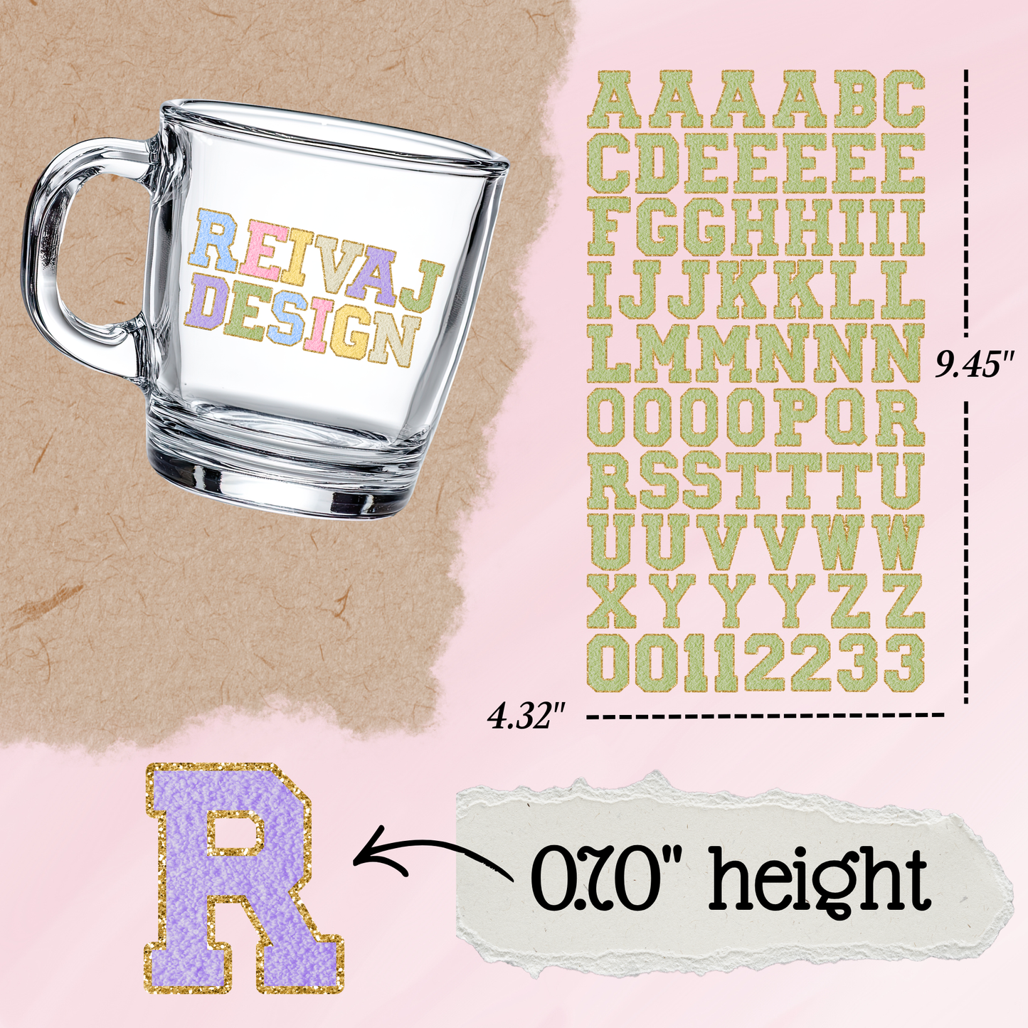 Letter Sticker Sheet | Chenille Letters Pool Blue {Double Sided}