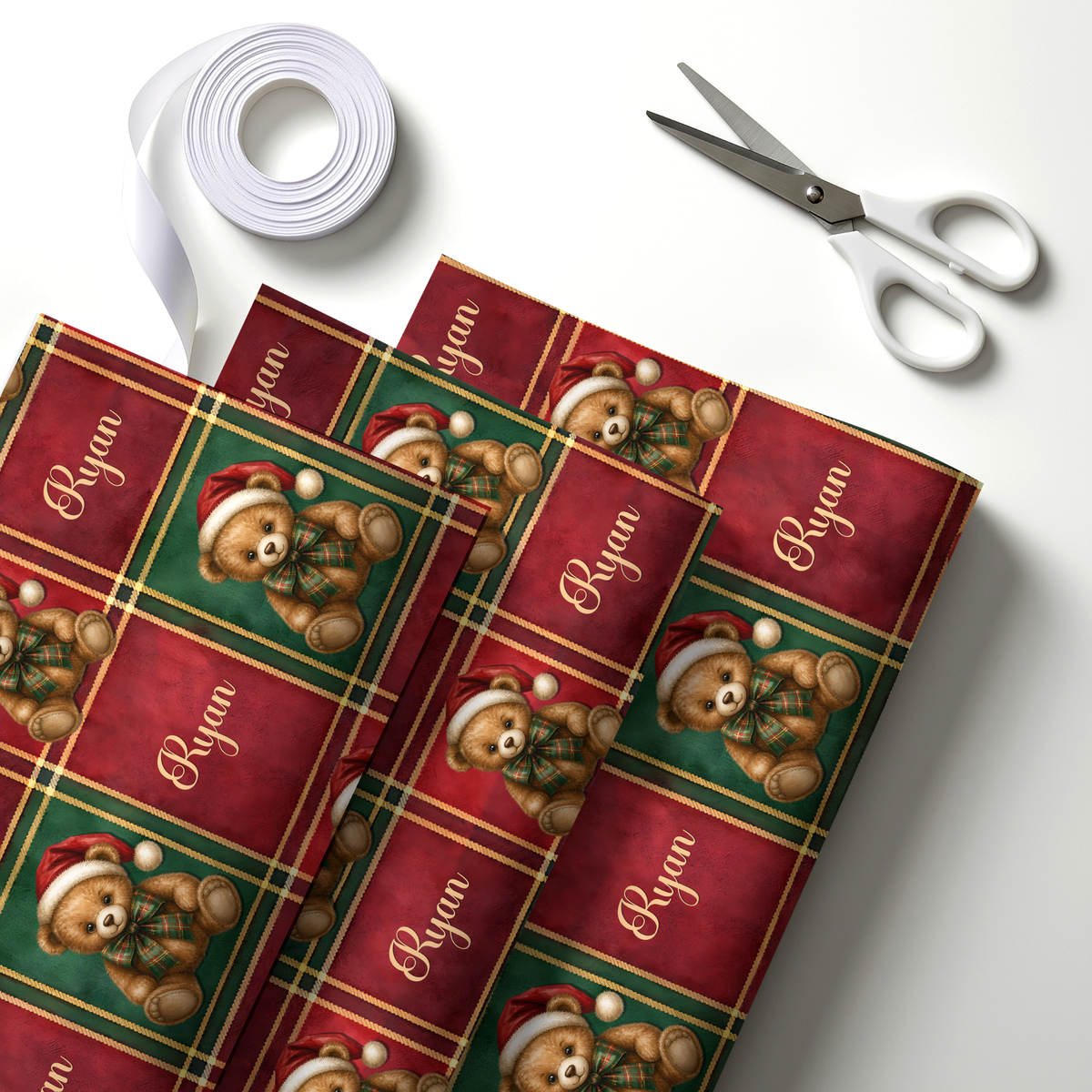 TEDDY BEAR CHRISTMAS GIFT PAPER