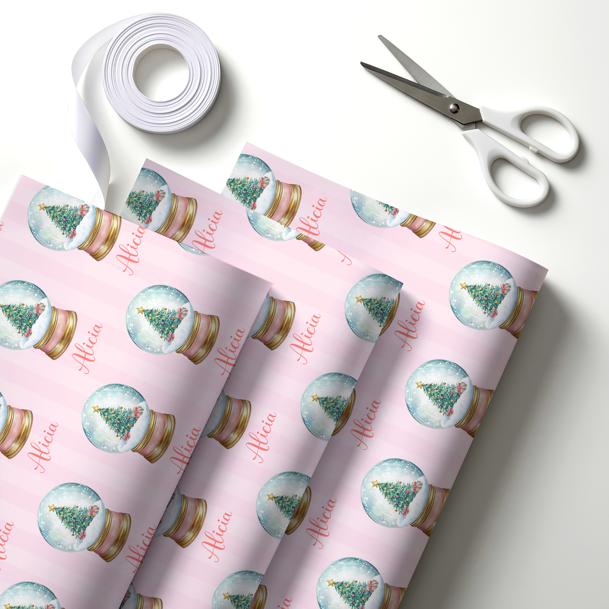 SNOWGLOBE CHRISTMAS WRAPPING PAPER 3PK
