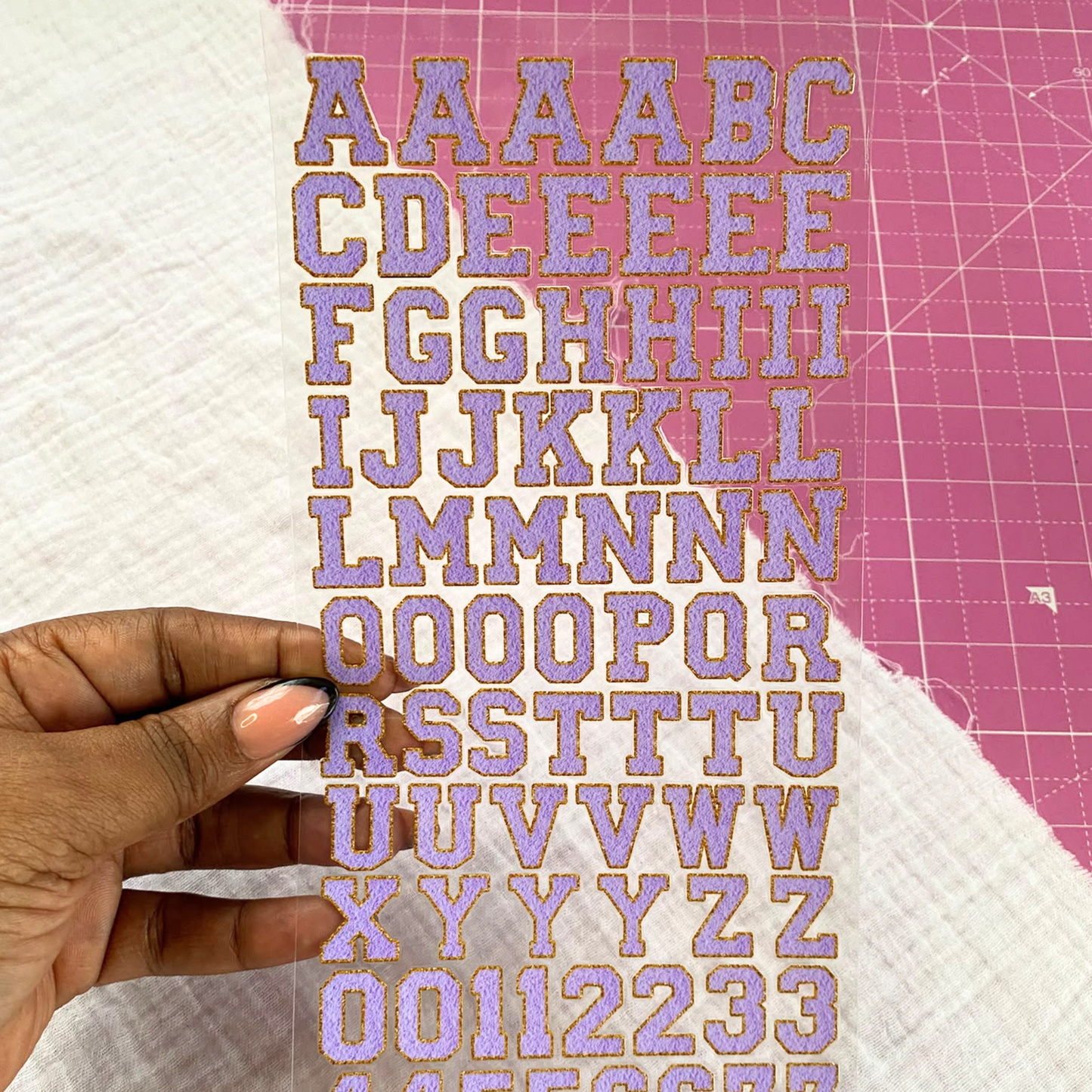 Letter Sticker Sheet | Chenille Letters Lilac {Double Sided}