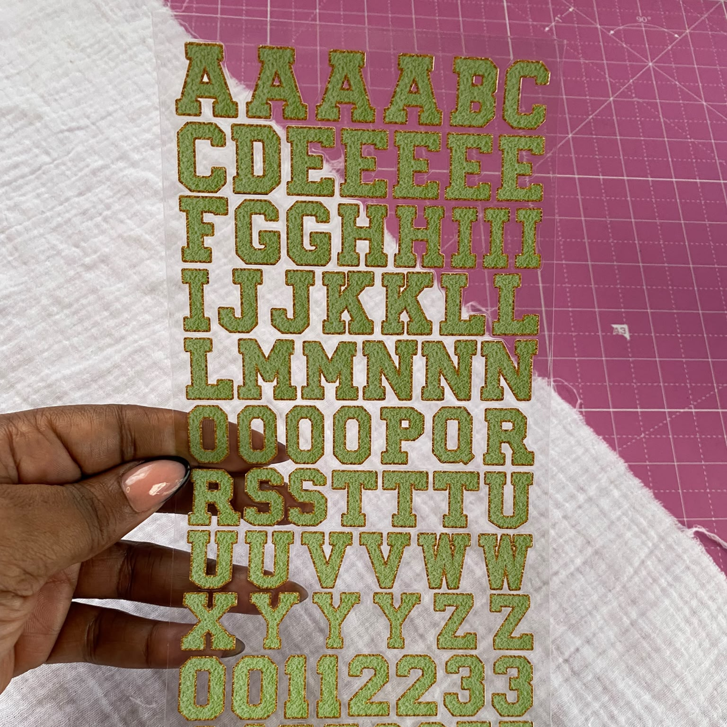Letter Sticker Sheet | Chenille Letters Field Green {Double Sided}