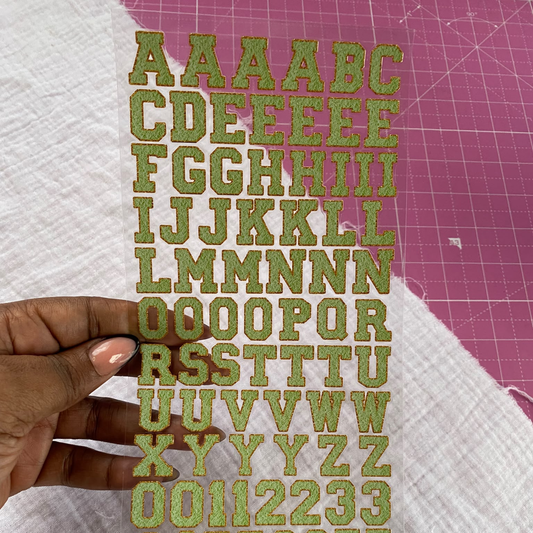 Letter Sticker Sheet | Chenille Letters Field Green {Double Sided}