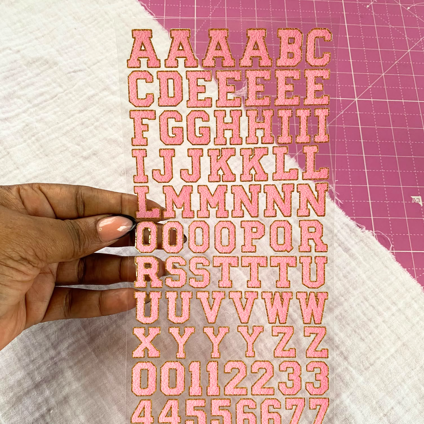 Letter Sticker Sheet | Chenille Letters Bubble Pink {Double Sided}