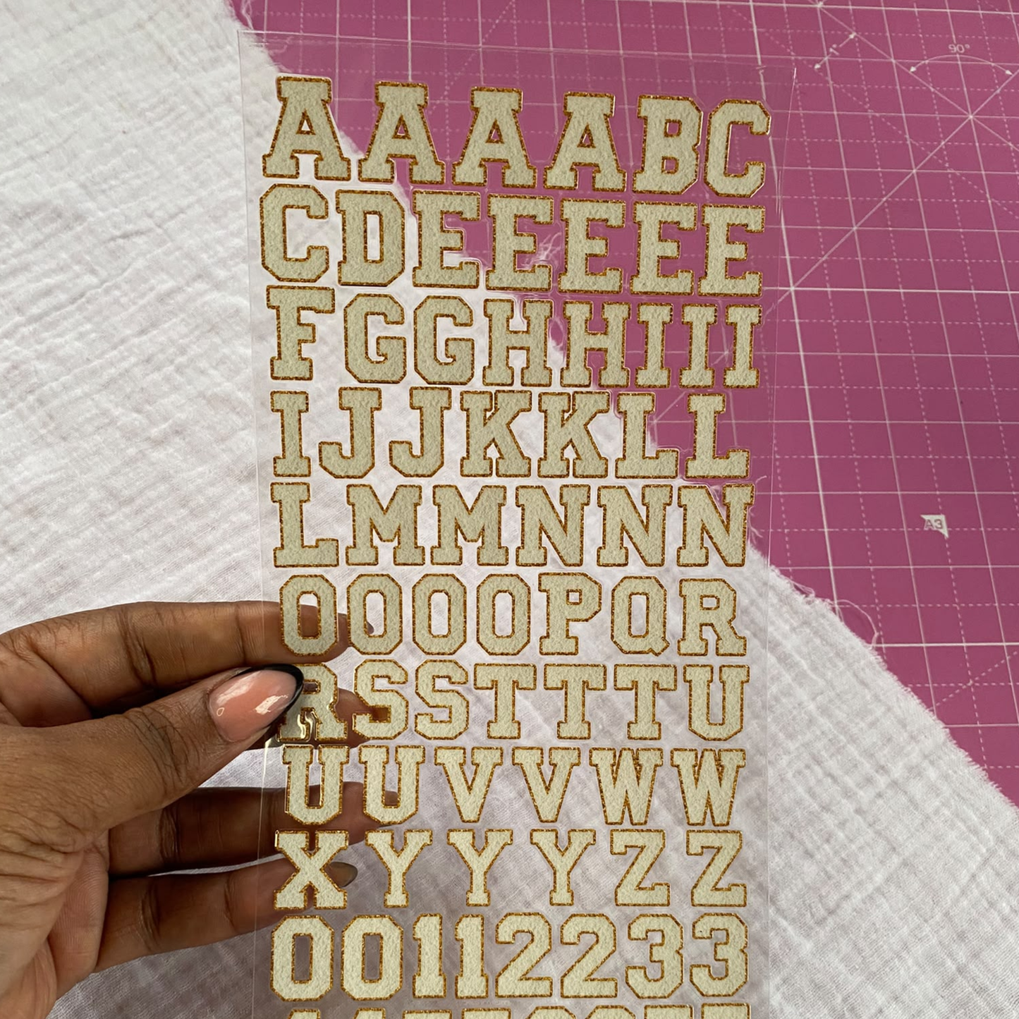 Letter Sticker Sheet | Chenille Letters Cream {Double Sided}