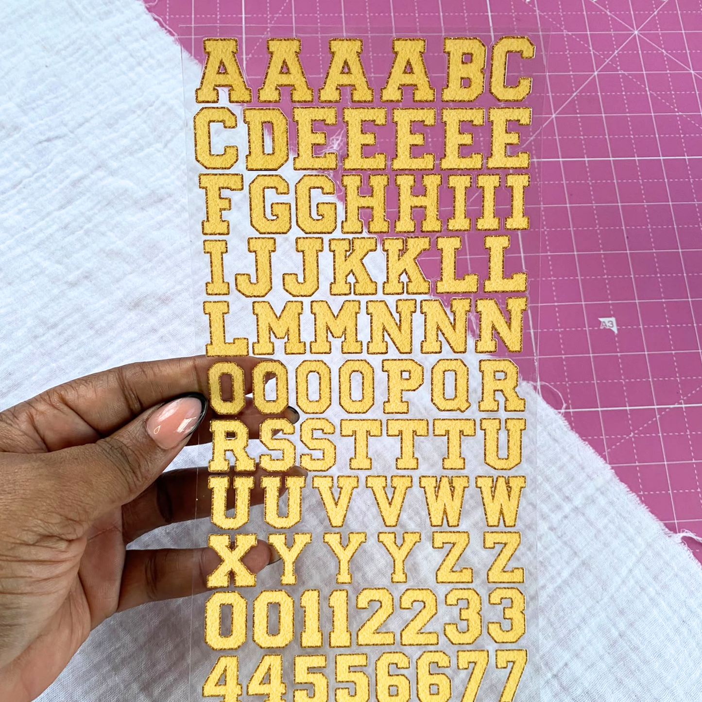 Letter Sticker Sheet | Chenille Letters Yellow {Double Sided}