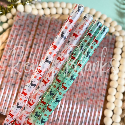 REINDEER COLOR CHANGING STRAW - 10 INCH