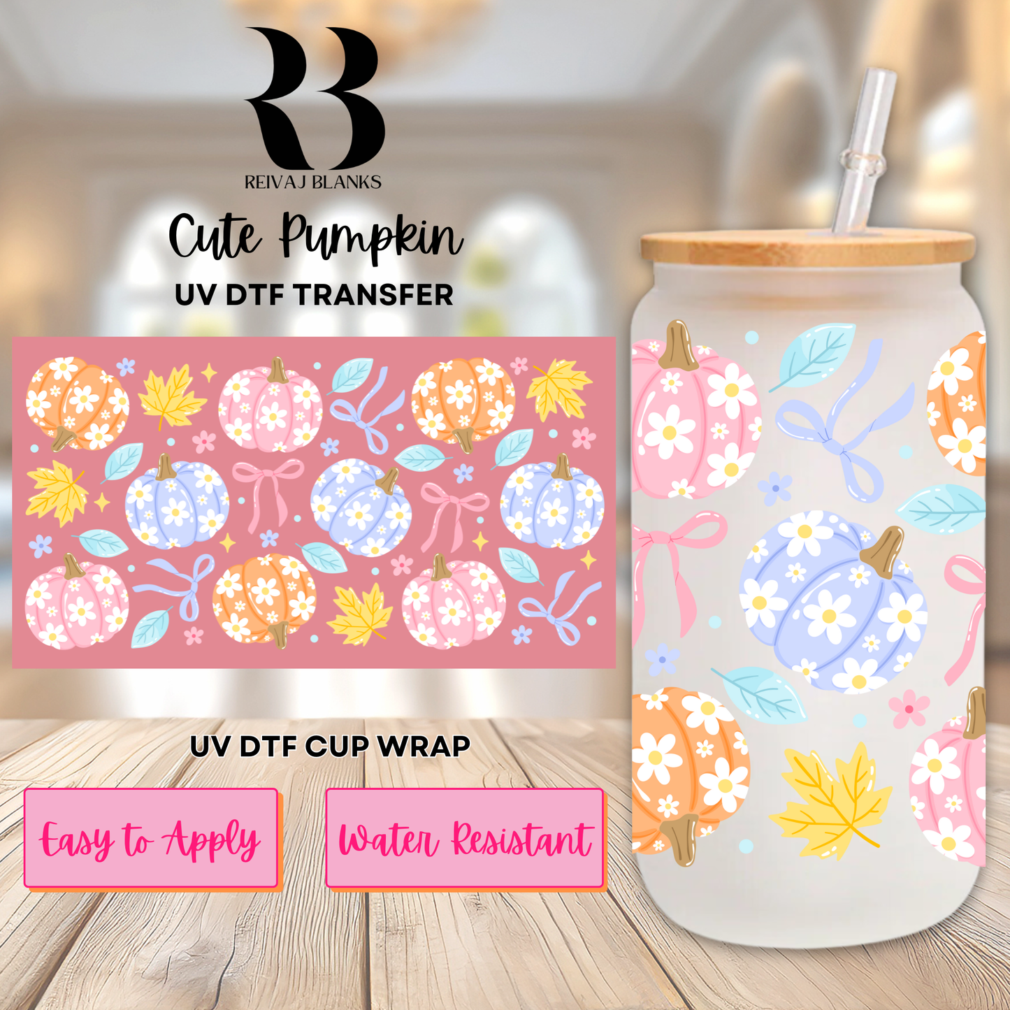 CUTE PUMPKIN FLORAL (DOUBLE SIDED) 16 OZ