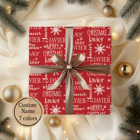 CUSTOM NAME CHRISTMAS WRAPPING PAPER 3PK
