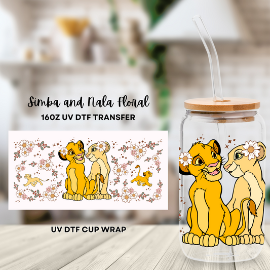 SIMBA AND NALA FLORAL UV DTF TRANSFER (RTS)