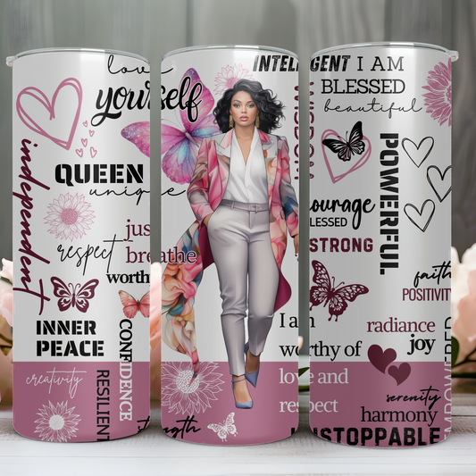 PINK INSPIRATIONAL WOMEN AFFIRMATION TUMBLER 20 oz