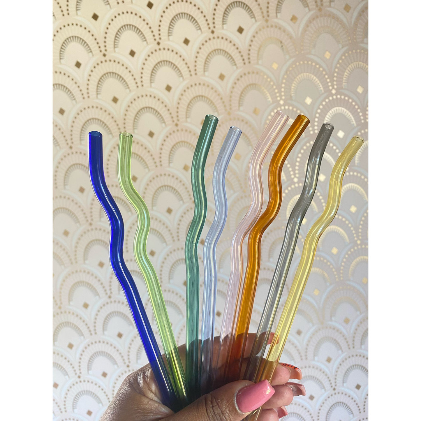 WAVY GLASS STRAWS - REUSABLE