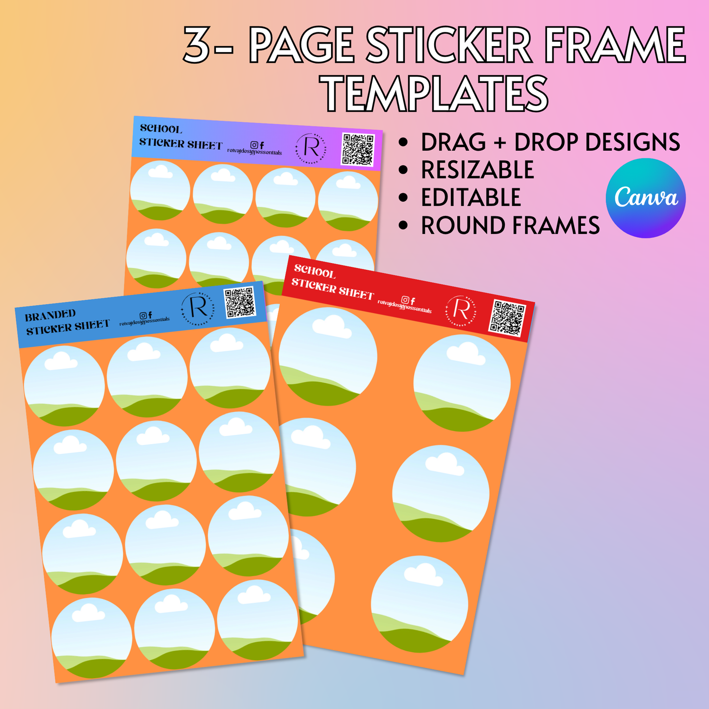 CANVA ROUND STICKER FRAME TEMPLATE