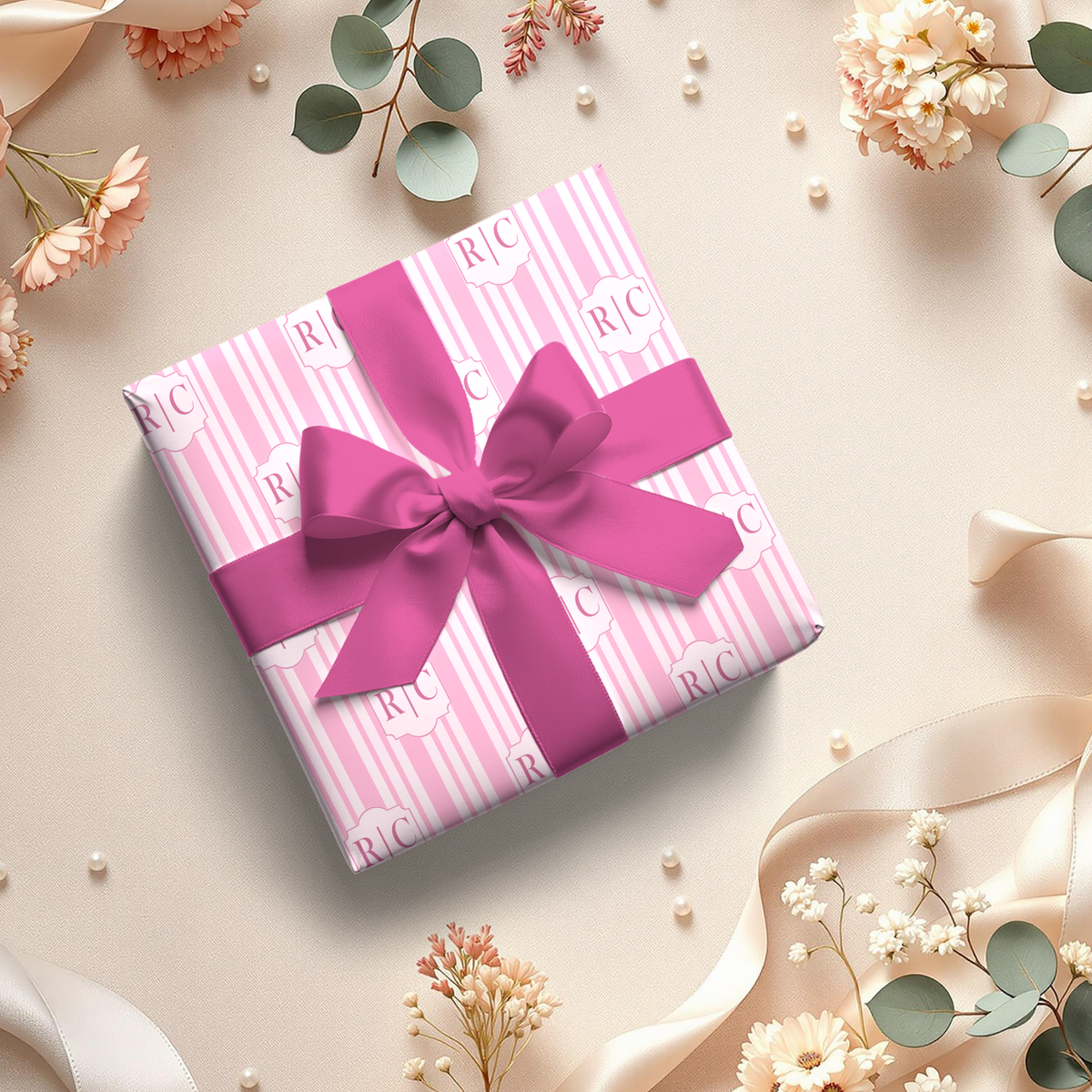 CUSTOM MONOGRAM BIRTHDAY / BABY SHOWER GIFT PAPER 3PK