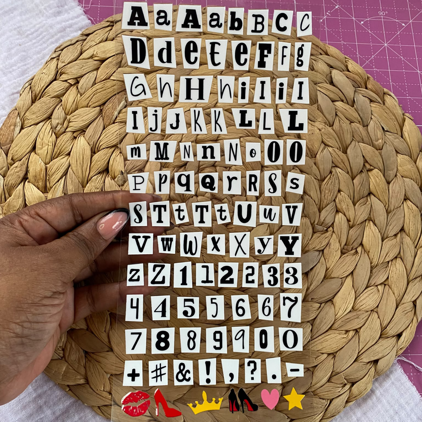 Letter Sticker Sheet | Ransom Letters White {Double Sided}