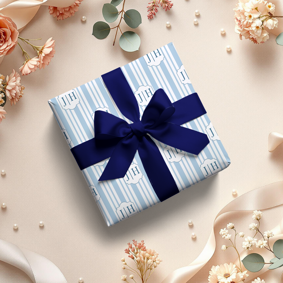 CUSTOM MONOGRAM BIRTHDAY / BABY SHOWER GIFT PAPER 3PK