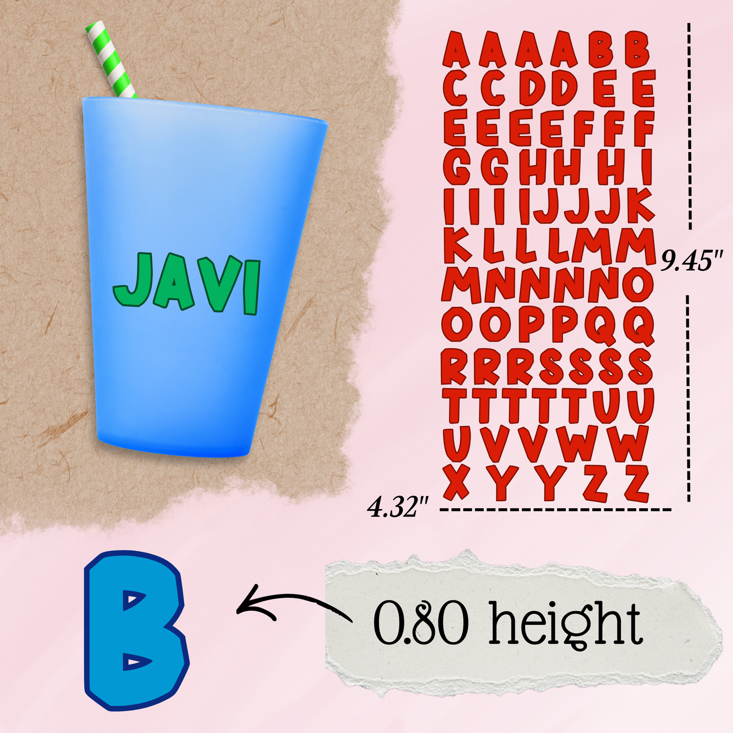 Letter Sticker Sheet | Chunky Fun Font {Double Sided}
