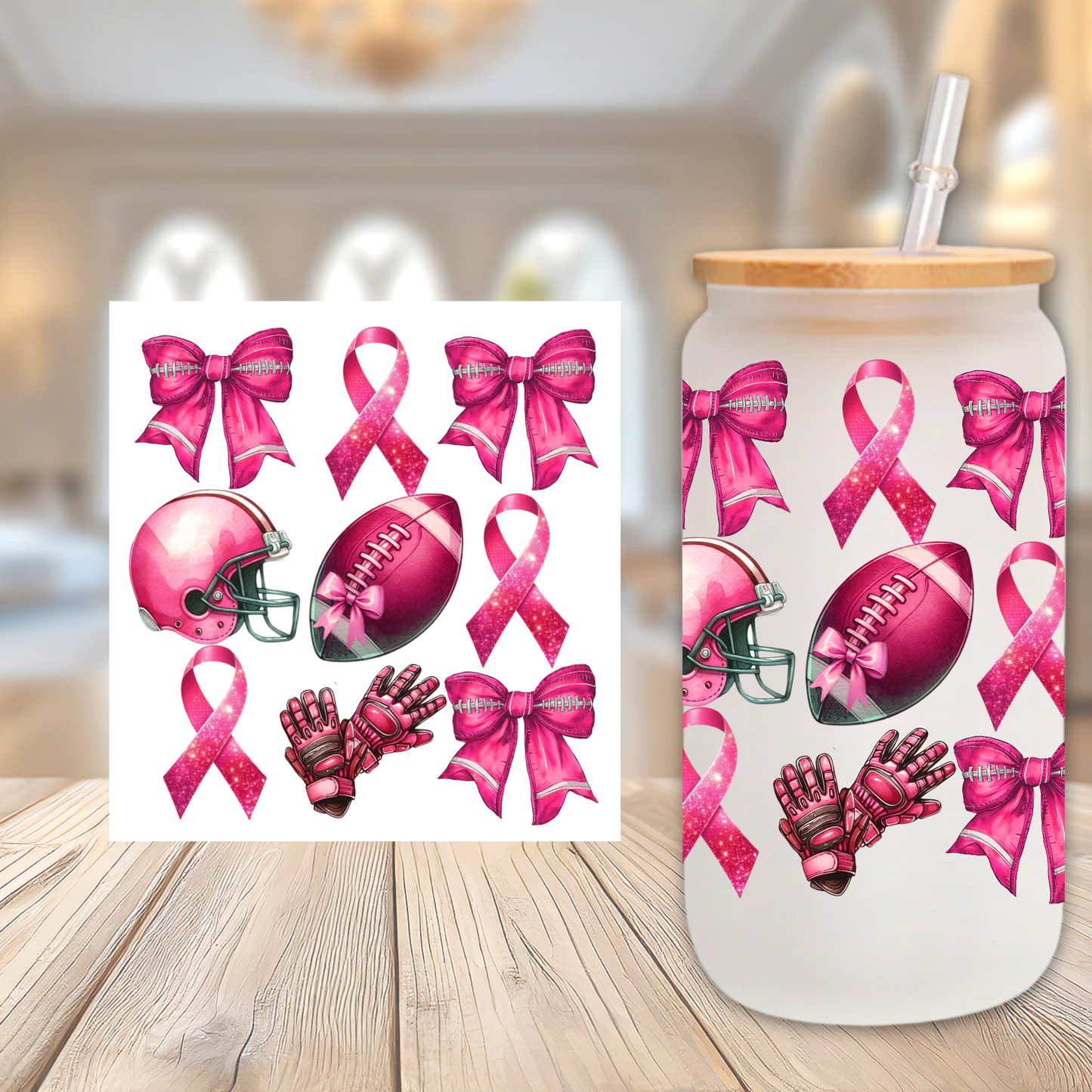 KNOCK OUT CANCER GLASS CAN 16oz