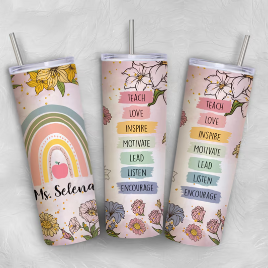 FLORAL TEACH LOVE INSPIRE TUMBLER