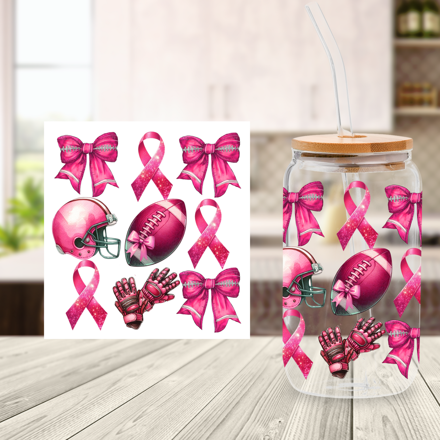 KNOCK OUT CANCER GLASS CAN 16oz