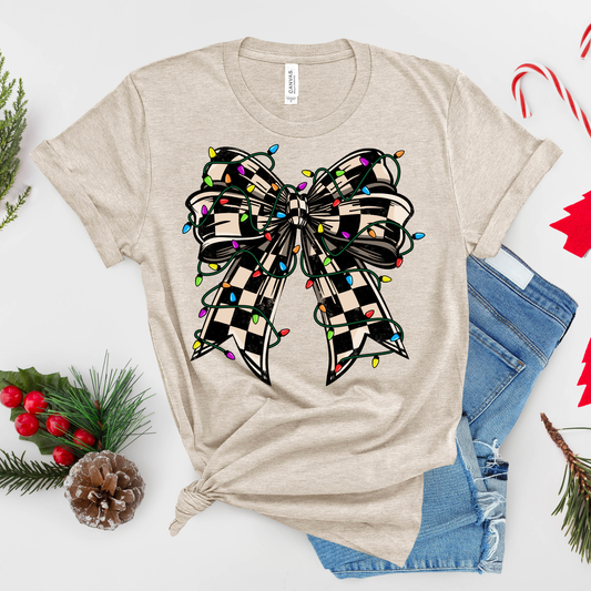 CHECKERED BOW T-SHIRT