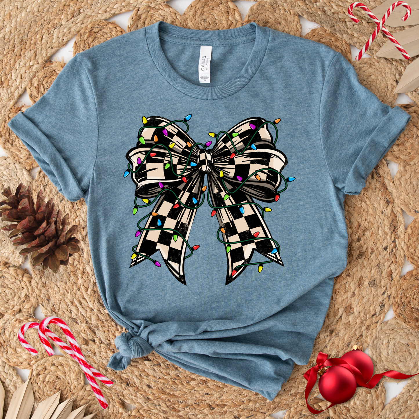 CHECKERED BOW T-SHIRT