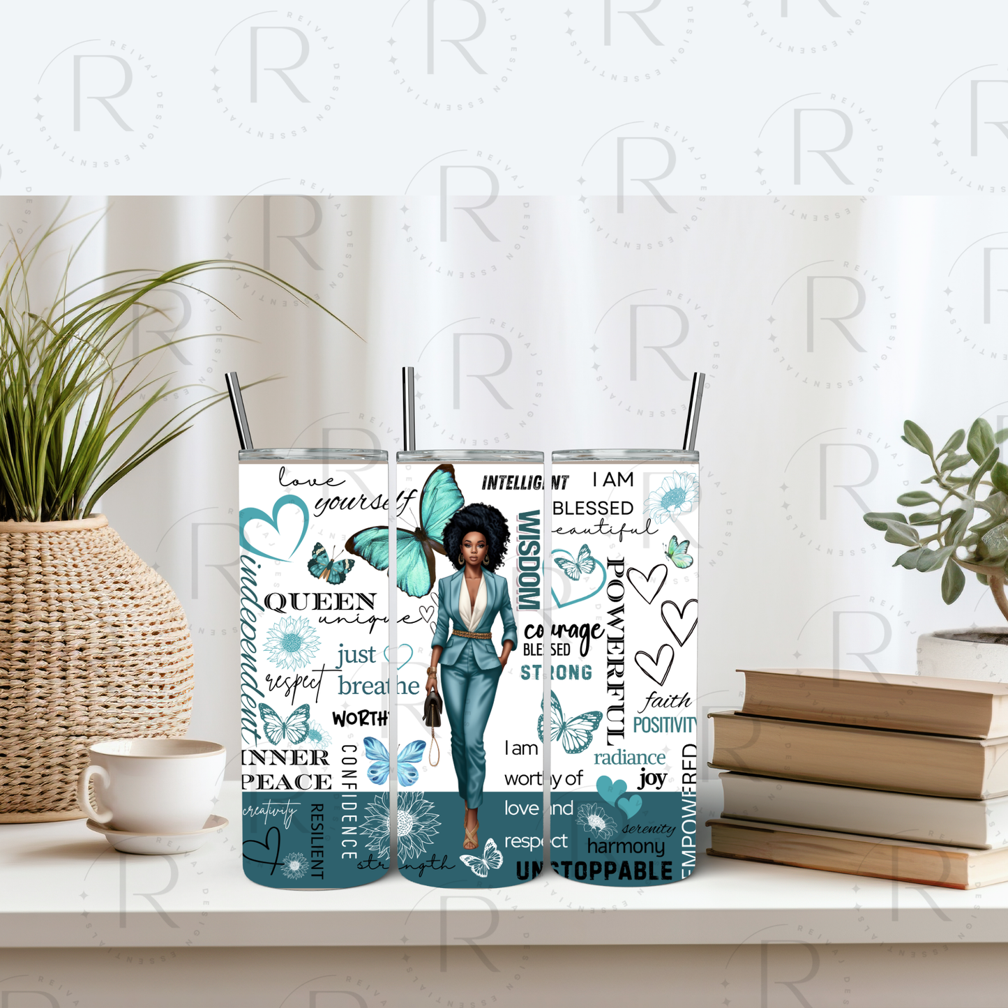 TURQUOISE INSPIRATIONAL WOMEN AFFIRMATION TUMBLER 20 oz